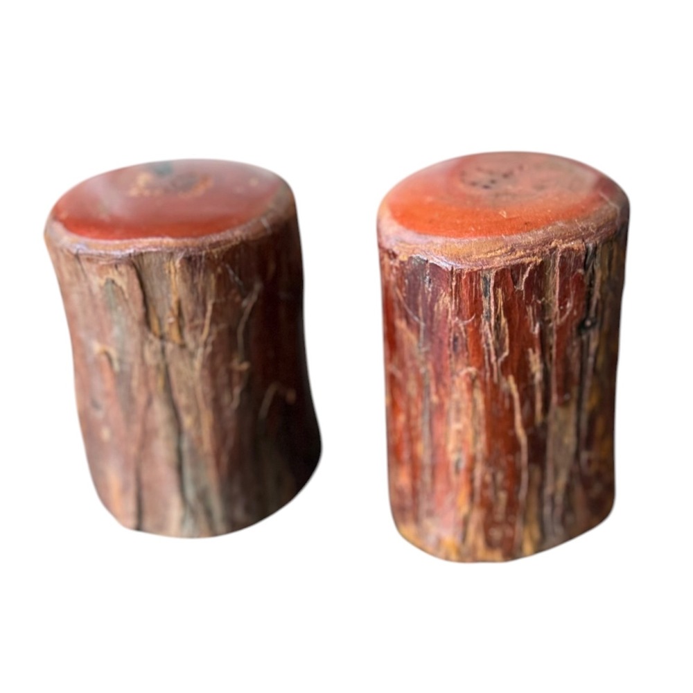 Vintage Tree House California Redwood Log Salt and Pepper Shakers Rustic Cabin - Picture 3 of 9